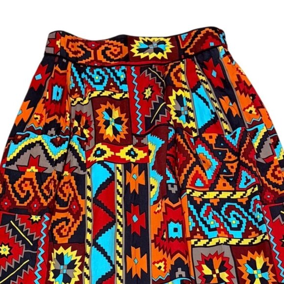 Doncaster Geometric ALine Skirt Size 8 Patchwork VTG Southwest Style Ethnic Boho - Picture 3 of 12